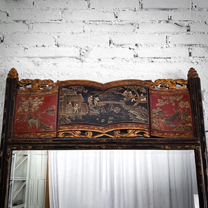 Early 20th Century Chinoiserie Lacquered Mantel Mirror