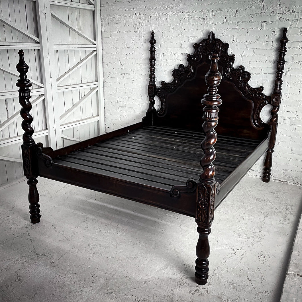 Four Poster Spanish Colonial Queen Pine Bed