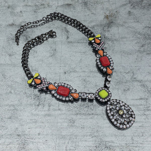 Vintage Metal Rhinestone Collar Necklace