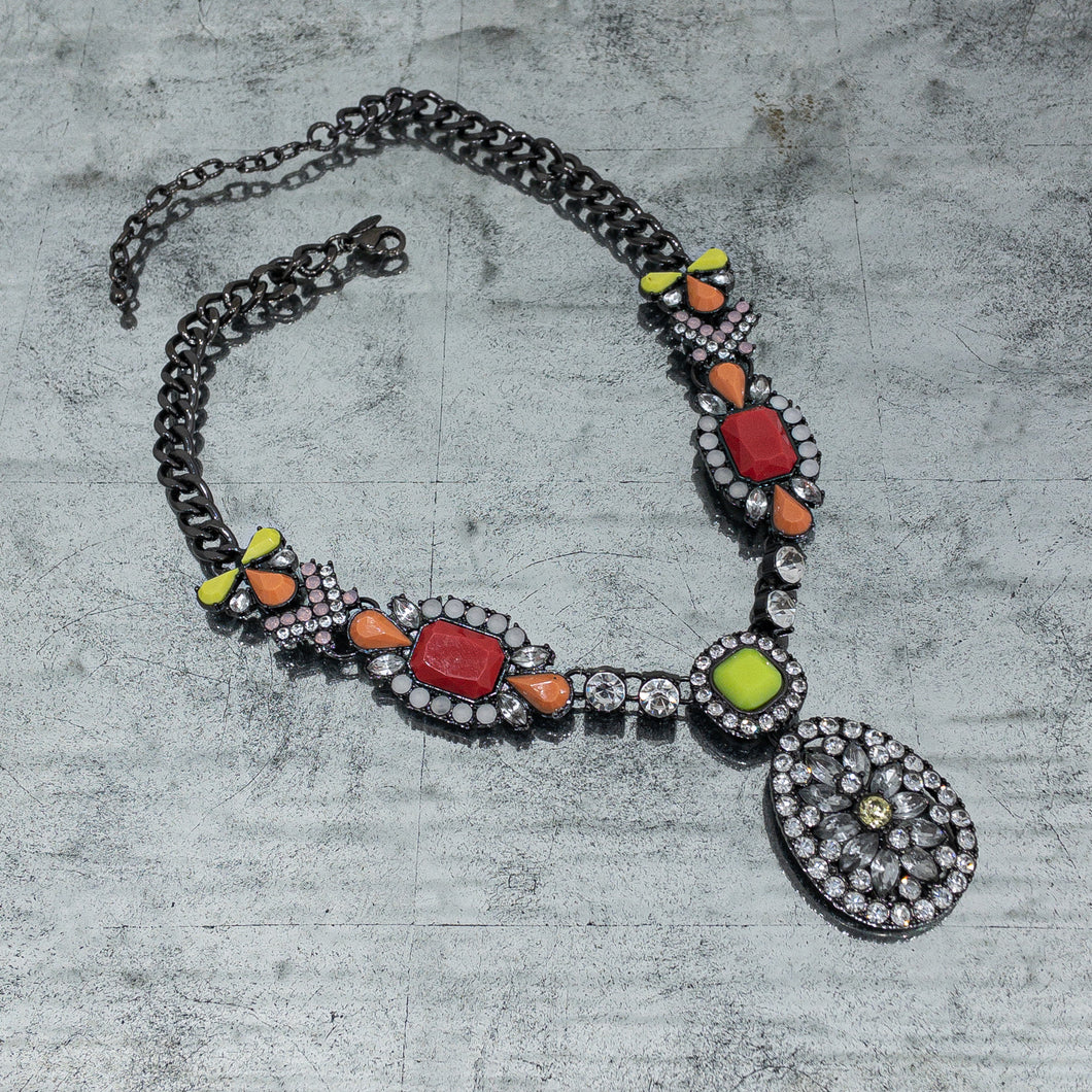 Vintage Metal Rhinestone Collar Necklace