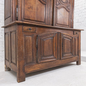 18th Century French Provincial Walnut Linen Press Cabinet