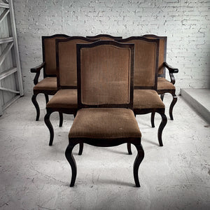 Set of 6 Spanish Style Striped Chenille Wood Dining Chair
