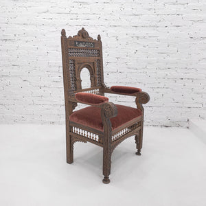 19th Century Levantine Mohair Walnut Armchair