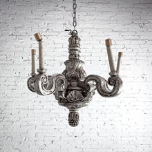 Load image into Gallery viewer, Baroque Silver Leaf Wood Chandelier
