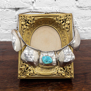 Vintage Classic Polished Silver Turquoise Necklace