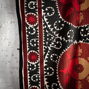 1960s Large Suzani Embroidered Tapestry Textile