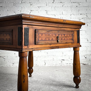 Traditional Marquetry Wood Side Table