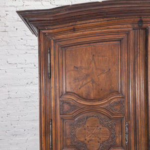 18th Century French Provincial Walnut Linen Press Cabinet