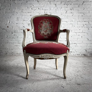 Louis XV Needlepoint Wood Accent Chair