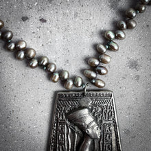 Load image into Gallery viewer, Vintage Egyptian Mixed Metals Fresh Water Pearls Necklace
