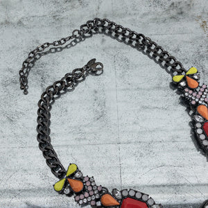 Vintage Metal Rhinestone Collar Necklace