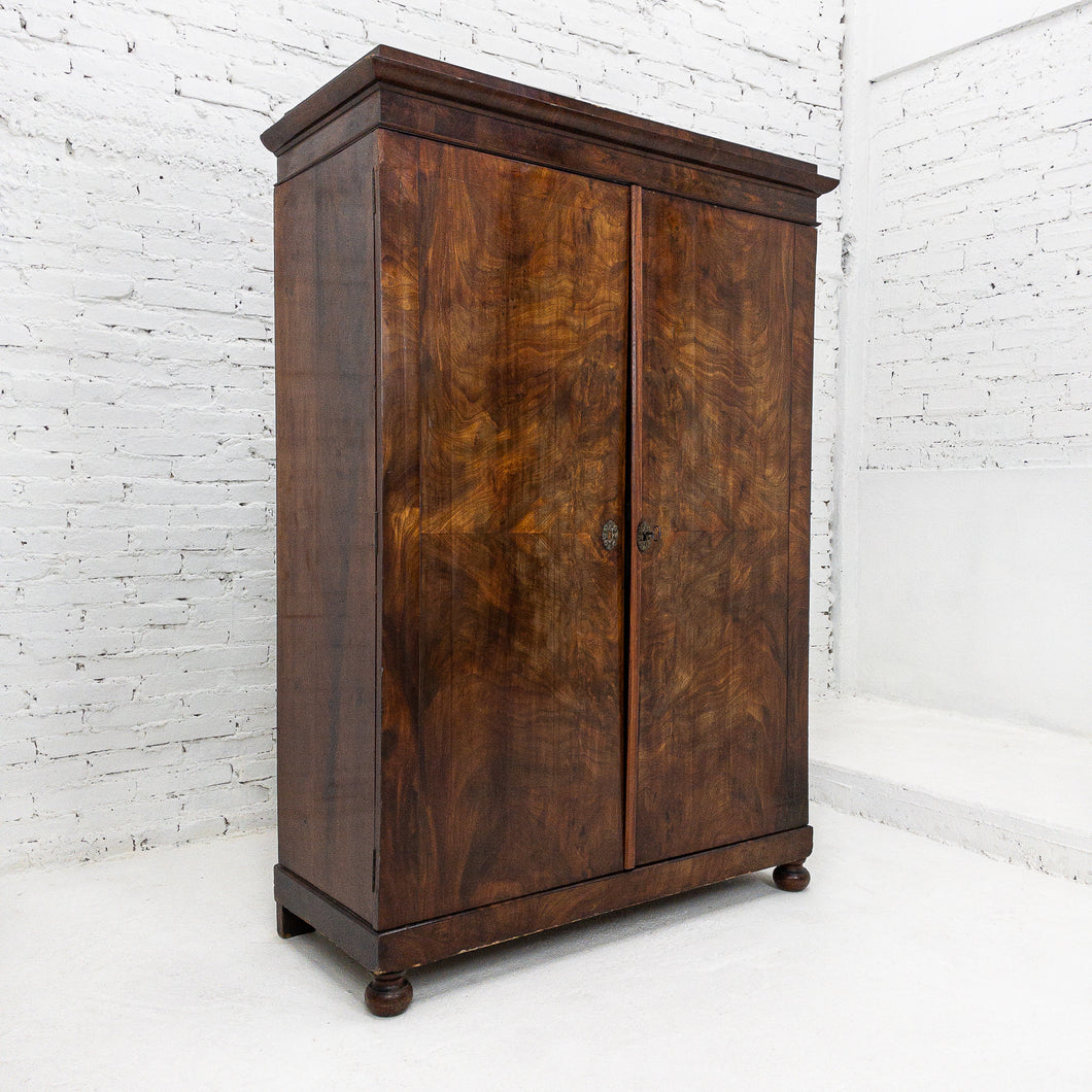 19th Century English Lacquered Rosewood Linen Press Cabinet