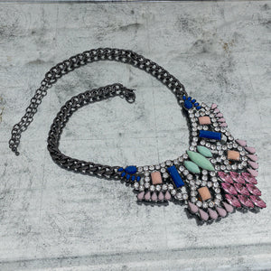 Vintage Rhinestone Faux Gem Collar Necklace