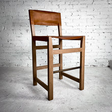 Load image into Gallery viewer, Set of 2 Foundry Select Linneman Raw Bar Wood &amp; Leather Stool
