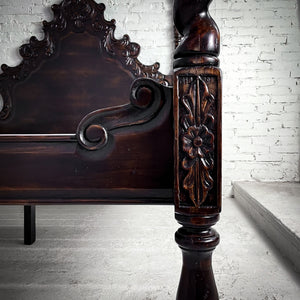 Four Poster Spanish Colonial Queen Pine Bed