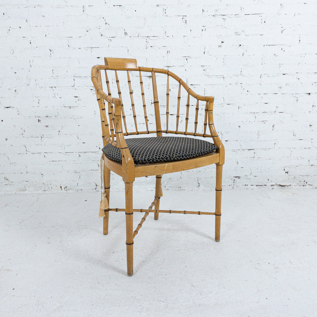 20th Century Baker Chinoiserie Faux Bamboo Maple Accent Chair