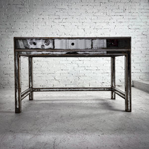 Contemporary Silver Leaf Mirrored Desk or Workstation