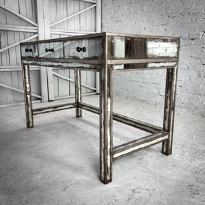 Contemporary Silver Leaf Mirrored Desk or Workstation