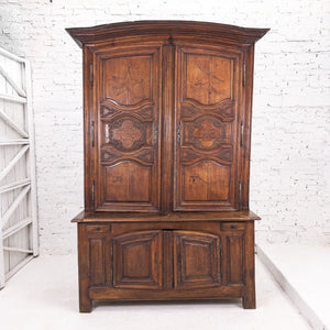 18th Century French Provincial Walnut Linen Press Cabinet