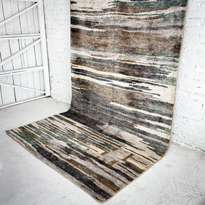 Contemporary Hand Knotted Linen Natural Rug