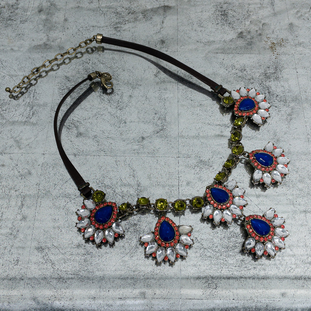 Vintage Betsey Johnson Metal Rhinestone Collar Necklace