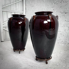 Load image into Gallery viewer, Set of 2 Large Asian Glazed Ceramic Vase

