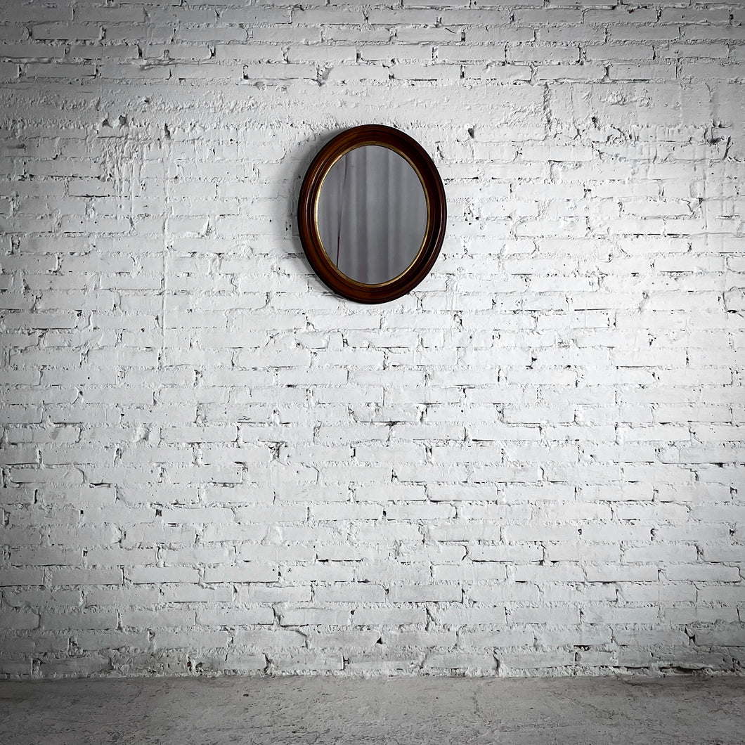 Antique Oval Federal Moulded Wood Bathroom Mirror