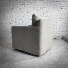 Load image into Gallery viewer, Contemporary Slip Covered Swivel Lounge Chair
