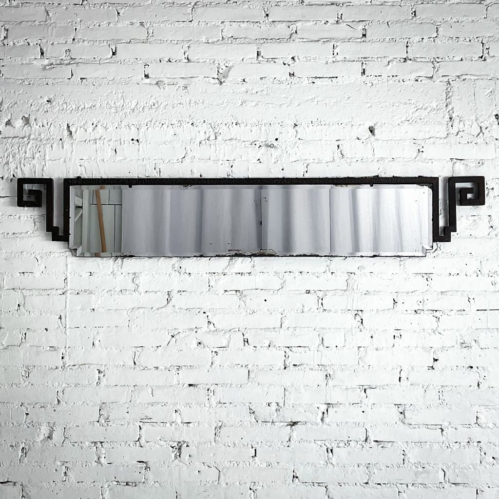 1940s Horizontal Art Deco Iron Accent Mirror