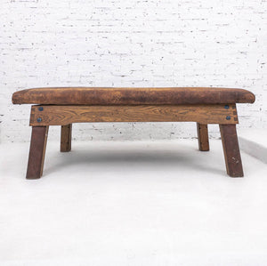 Vintage European Natural Leather Cocktail Table