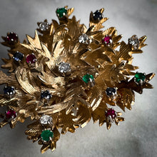 Load image into Gallery viewer, 1950 Fanta &amp; Janata Vintage Gold Plated Multi Stone Brooch
