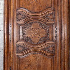 18th Century French Provincial Walnut Linen Press Cabinet