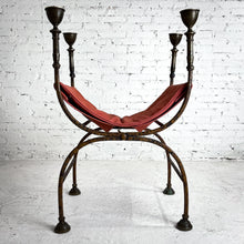 Load image into Gallery viewer, 18th Century Curule Vatican Italian Leather &amp; Iron Curule Chair
