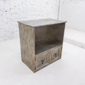 Contemporary Silver Leaf Wood Cabinet