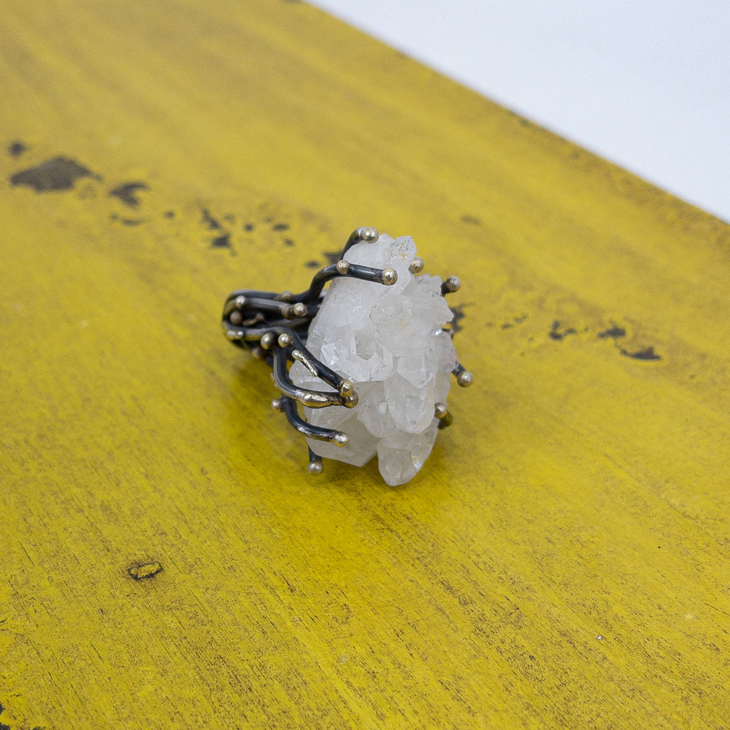 Andrea Arisiaga Brutalist Silver Quartz Ring