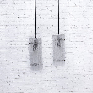 Set of 2 1970's Orrefors Textured Glass Lantern Pendant Light