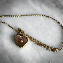 Load image into Gallery viewer, Classic 18K Gold Vermeil  Ruby Stone Heart Charm Necklace
