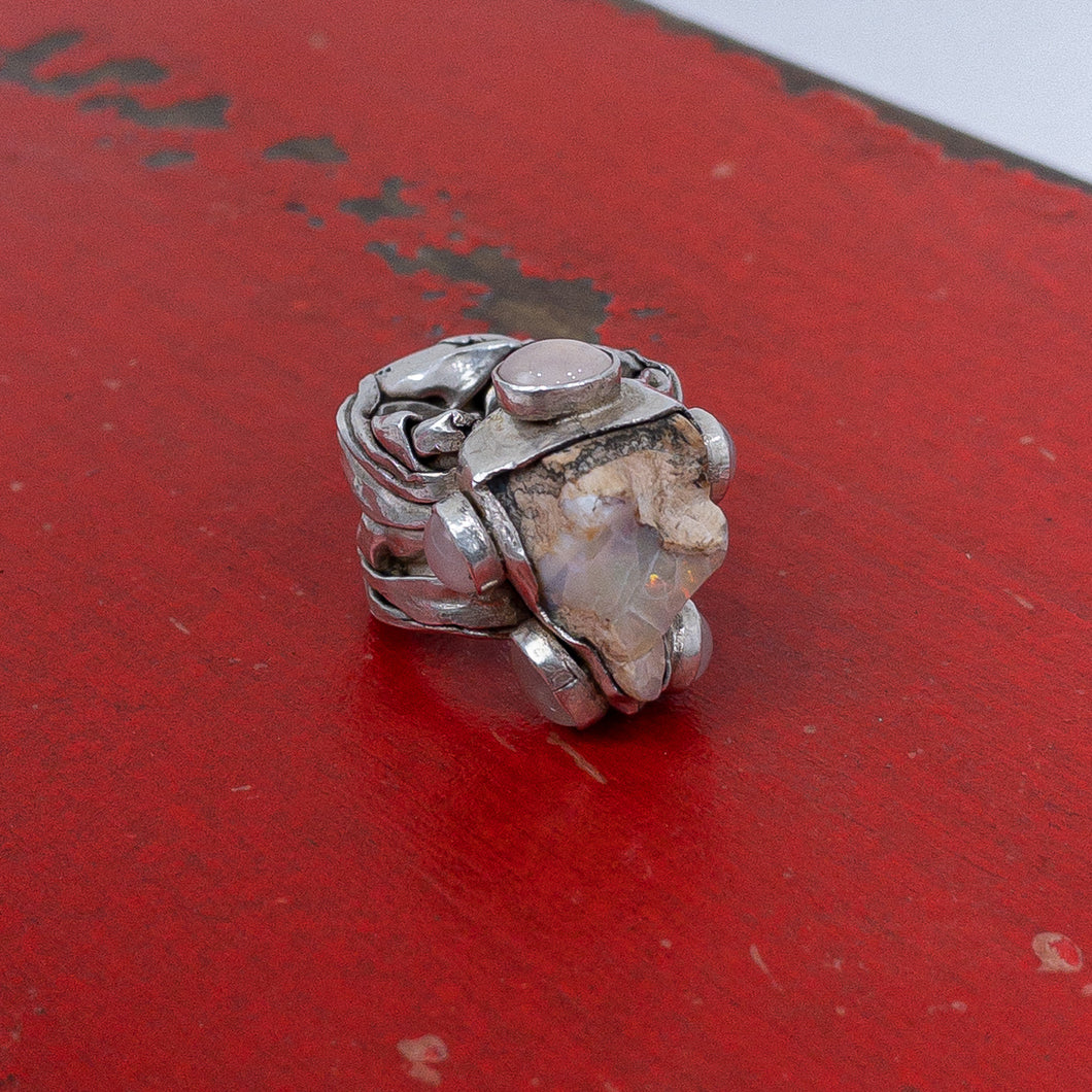 Andrea Arisiaga Brutalist Silver Opal Ring
