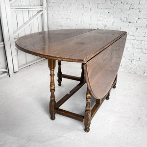 Round Early American Drop Leaf Dining Table