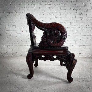 1900's Japanese Meiji Carved Dragon Accent Chair