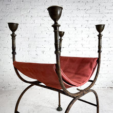 Load image into Gallery viewer, 18th Century Curule Vatican Italian Leather &amp; Iron Curule Chair
