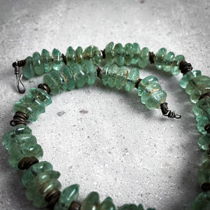 Antique Indian Green Glass Trade Beads Necklace