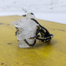 Load image into Gallery viewer, Andrea Arisiaga Brutalist Silver Quartz Ring

