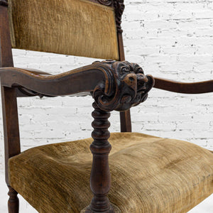 19th Century Italian Velvet Walnut Armchair