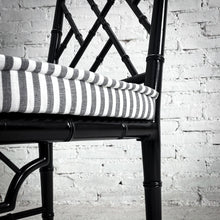 Load image into Gallery viewer, Set of 6 Chippendale Stripe Linen Faux Bamboo Dining Chair
