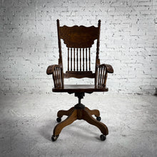 Load image into Gallery viewer, 1977 Victorian Tiger Oak Swivel Desk Chair
