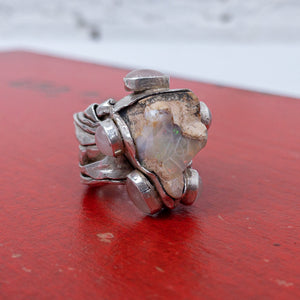 Andrea Arisiaga Brutalist Silver Opal Ring