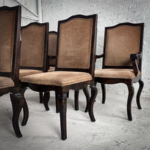 Load image into Gallery viewer, Set of 6 Spanish Style Striped Chenille Wood Dining Chair
