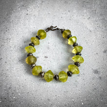 Load image into Gallery viewer, Antique African Green Vaseline Glass Beaded Bracelet
