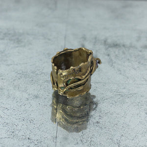 Vintage Brutalist Brass Amethyst Ring